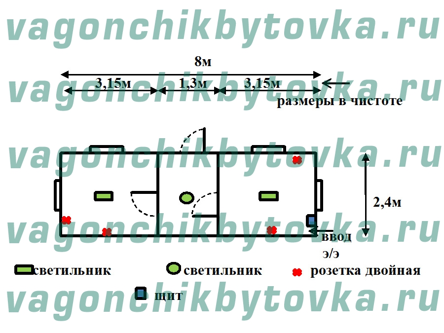 Строительный вагончик с внутренней отделкой - оцинкованный профлист